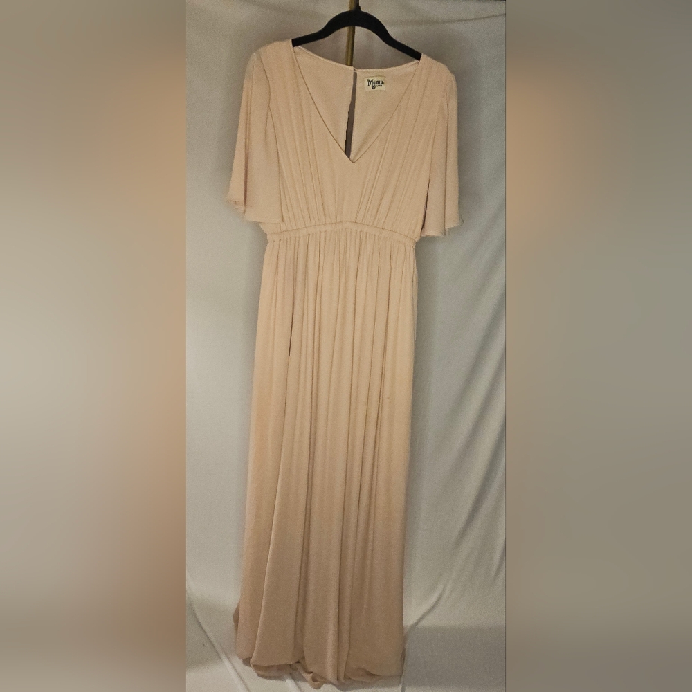 Show Me Your Mumu Emily Empire Maxi Dress in Dusty Blush Crisp Pink
